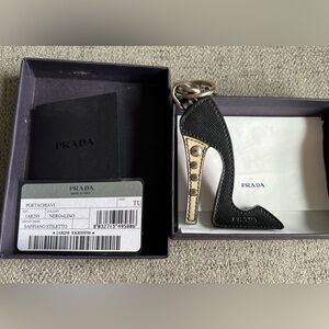 Prada Stiletto Heel keychain bag charm in box